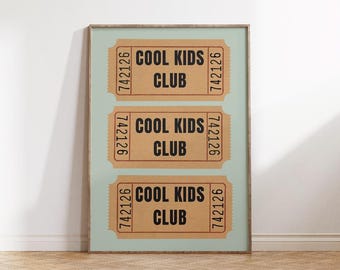 Entrada de Club Infantil Genial / Impresión digital: Póster imprimible divertido, decoración para habitación infantil, sala de juegos infantil, arte mural de inspiración vintage