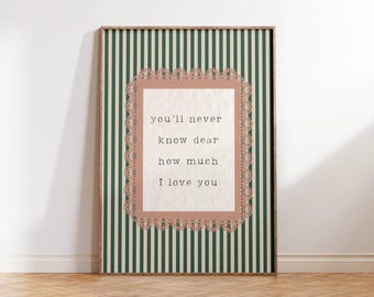 Nunca lo sabrás, querida / Impresión digital - Letra "Eres mi sol", Arte de pared para habitación infantil, Habitación infantil de género neutro, Habitación infantil vintage, Americana