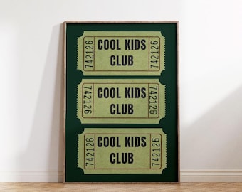 Entrada de Club Infantil Genial / Impresión digital: Póster imprimible divertido, decoración para habitación infantil, sala de juegos infantil, arte mural de inspiración vintage