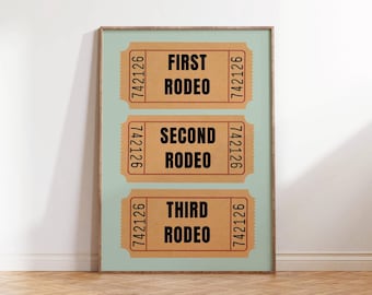 Boleto de entrada para el primer rodeo, segundo rodeo, tercer rodeo (impresión digital): póster imprimible divertido, decoración para habitación infantil y sala de juegos infantil.