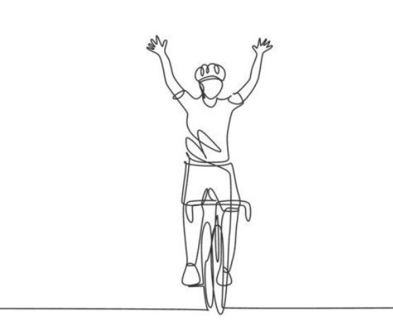 Single continuous line drawing man bicycle racer improve his speed