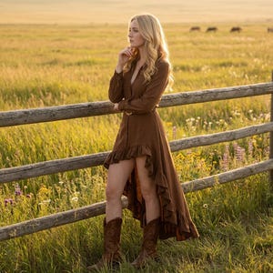 vintage retro western cowboy style casual long sleeve dress vintage western dresses sold on Temu United States