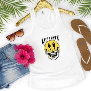 Smiley Face Shirt, Lift Heavy Smiley Face, Schedel TShirt, Smiley Skull Fitness Tee, Gym &Fitness Motivatie Shirt, Unisex, Gewichtheffen cadeau