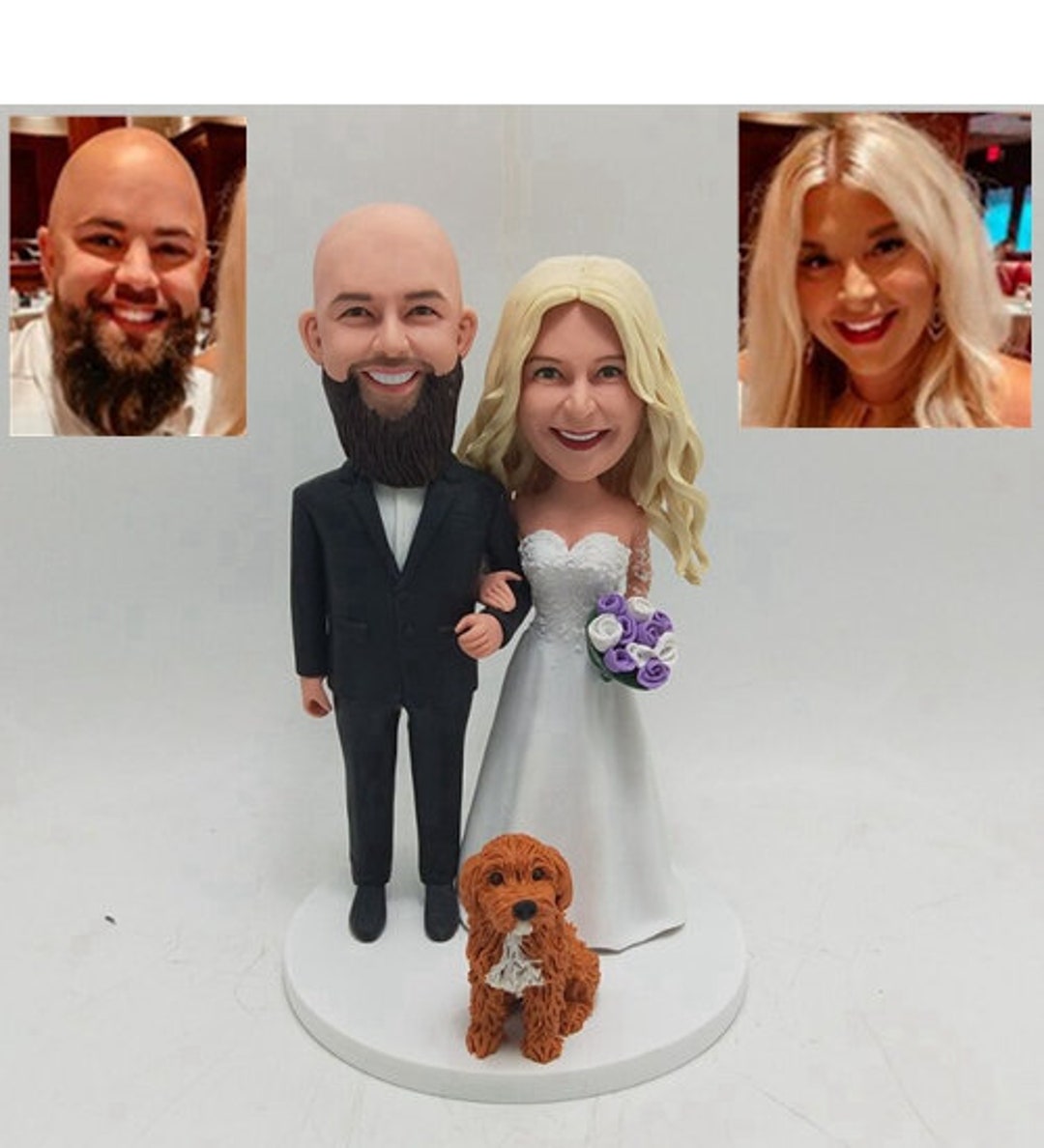 Custom Wedding Cake Toppers With Dog Groom in Suit and Bride - Etsy