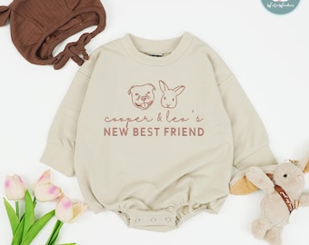 Embroidered New Best Friend Sweatshirt, Newborn Outfit With Dog Design, Personalized Baby Gift, Baby Announcement Bodysuit, Baby Shower Gift
