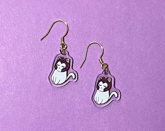 Meowgneto Cat Acrylic Earrings, Double Sided Design
