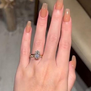 3Ct Oval Moissanite Bridal Wedding Ring Set, 14kt Solid Gold Engagement Ring Set Anniversary Ring Gift For Her Stylish Wedding Ring Set Gift