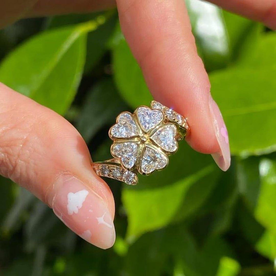 Heart Cut Bezel Set Ring Floral Heart Cut Moissanite Engagement Ring ...