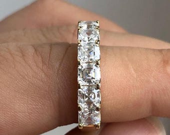 最高級モアサナイト ベゼルセッティング アッシャーカット エタニティリング 最高級モアサナイト ベゼルセッティング アッシャーカット エタニティ