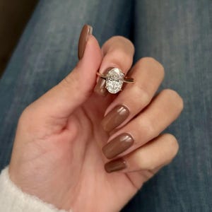 3 carat oval moissanite engagement ring, double hidden Halo diamond, Gift For Her, Luxury Ring, 18K Gold Ring.