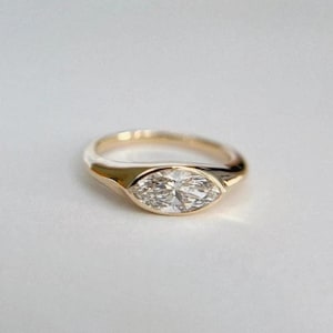 1.50 CT Marquise Moissanite 14K Gold Solitaire Engagement Ring