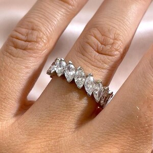 6 TCW Marquise Moissanite Wedding Band Marquise Cut Moissanite Engagement Ring Full Eternity Wedding Band 14K White Gold Band Gift For Her