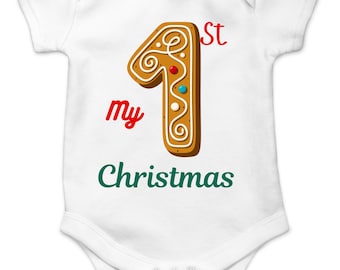 My First Christmas Cookie Baby Bodysuit - 100% Cotton Baby Outfit - Long/Short Sleeve