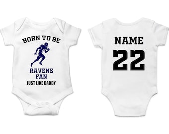 Ravens Baby Bodysuit, Customized Baby Jersey, Football Fan Gift, Father's day present, Ravens Baby Clothes, Ravens Gift Baby, Football Baby