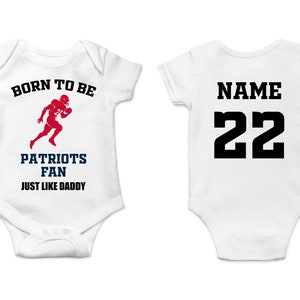 Patriots Baby Bodysuit, Customized Baby Jersey, Football Fan Gift, Father's day present, Patriots Baby Clothes, Patriots Gift Baby