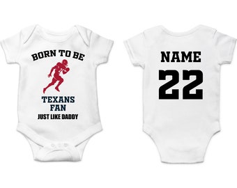 Texans Baby Bodysuit, Customized Baby Jersey, Football Fan Gift, Father's day present, Texans Baby Clothes, Texans Gift Baby, Football Baby