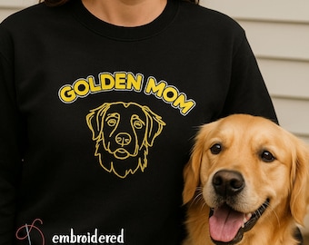 Golden Retriever Mom Embroidery Sweatshirt | Dog Lover Gift For Her | Golden Lover Apparel | Cozy Golden Mama Gift | Embroidery Sweatshirt