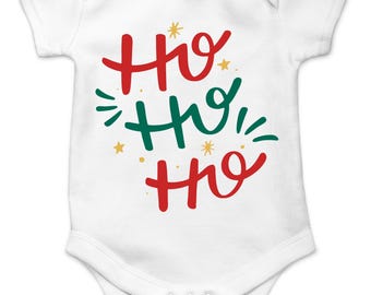 Ho Ho Ho Christmas Baby Bodysuit - 100% Cotton Baby Outfit - Long/Short Sleeve