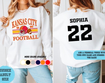 Kansas City Chiefs Football Sweatshirt, Crewneck Vintage Football Shirt, Personalized Sweatshirt Unisex Size, Kansas City Foorball Gift