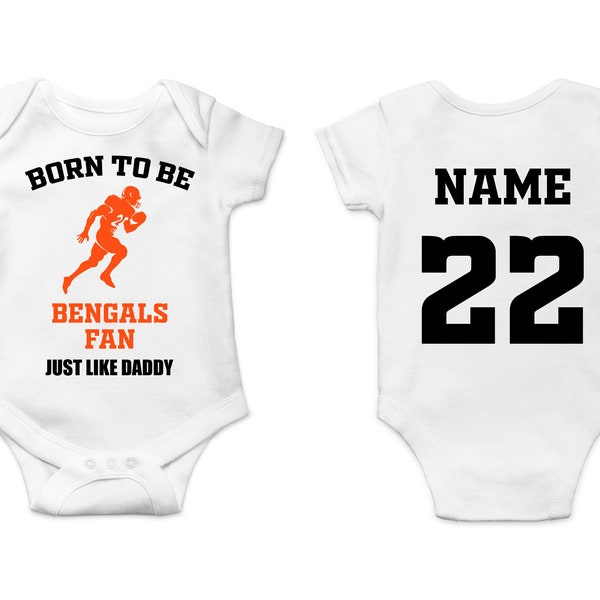 Bengals Baby Bodysuit, Customized Baby Jersey, Football Fan Gift, Father's day present, Bengals Baby Clothes, Bengals Gift Baby