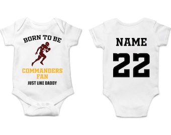 Commanders Baby Bodysuit, Customized Baby Jersey, Football Fan Gift, Father's day present, Commanders Baby Clothes, Commanders Gift Baby