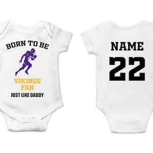 Vikings Baby Bodysuit, Customized Baby Jersey, Football Fan Gift, Father&#39;s day present, Vikings Baby Clothes, Vikings Gift Baby