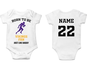 Vikings Baby Bodysuit, Customized Baby Jersey, Football Fan Gift, Father's day present, Vikings Baby Clothes, Vikings Gift Baby