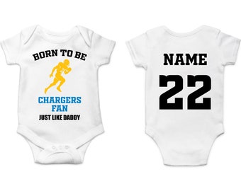 Chargers Baby Bodysuit, Customized Baby Jersey, Football Fan Gift, Father's day present, Chargers Baby Clothes, Chargers Gift Baby