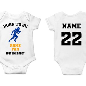 Body de bebê Rams, camisa de bebê personalizada, presente de fã de futebol, presente de dia dos pais, roupas de bebê Rams, presente de bebê Rams, bebê de futebol