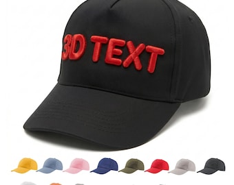 Personalized Embroidered 3D Text Hat, Custom Raised Letter Baseball Cap, Custom Name Dad Hat, Embroidered Logo Cap