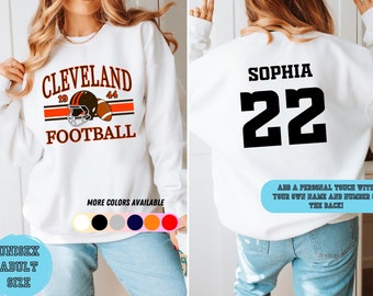 Felpa da calcio Cleveland Browns, Maglia da calcio vintage girocollo, Felpa personalizzata Taglia unisex, Regalo per tifosi di calcio Cleveland