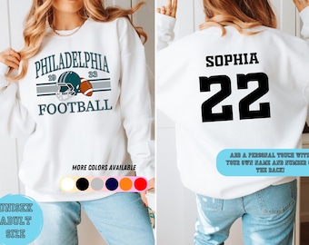 Moletom de futebol Philadelphia Eagles, camisa de futebol vintage com gola redonda, moletom personalizado tamanho unissex, presente de futebol Philadelphia