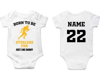 Steelers Baby Bodysuit, Customized Baby Jersey, Football Fan Gift, Father's day present, Steelers Baby Clothes, Steelers Gift Baby