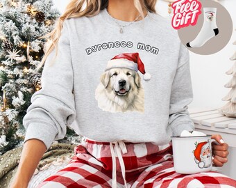 Pyrenees Mom Christmas Sweatshirt | Dog Lover Gift For Her | Pyrenees Lover Apparel | Cozy Pyrenees Mama Gift + Gift Socks On Each Order