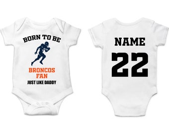 Broncos Baby Bodysuit, Customized Baby Jersey, Football Fan Gift, Father's day present, Broncos Baby Clothes, Broncos Gift Baby