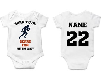 Bears Baby Bodysuit, Customized Baby Jersey, Football Fan Gift, Father's day present, Bears Baby Clothes, Bears Gift Baby, Football Baby