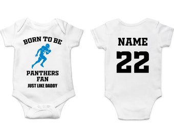 Panthers Baby Bodysuit, Customized Baby Jersey, Football Fan Gift, Father's day present, Panthers Baby Clothes, Panthers Gift Baby