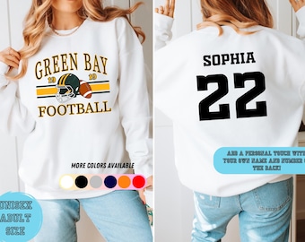 Green Bay Packers Football Sweatshirt, Crewneck Vintage Football Shirt, Personalized Sweatshirt Unisex Size, Green Bay Foorball Gift