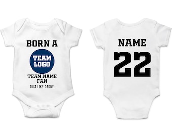 Personalized Baby Bodysuit, Custom Name and Number Football 2 Fan One Piece, Football Baby Jersey, Fathers Day Gift, Baby Shower Gift