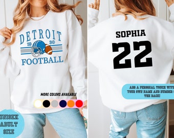 Detroit Lions Fußball Sweatshirt, Rundhals Vintage Fußball Shirt, personalisiertes Fußball Sweatshirt Unisex Größe, Detroit Foorball Fan Geschenk