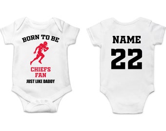 Chiefs Baby Bodysuit, Customized Baby Jersey, Football Fan Gift, Father's day present, Chiefs Baby Clothes, Chiefs Gift Baby, Football Baby