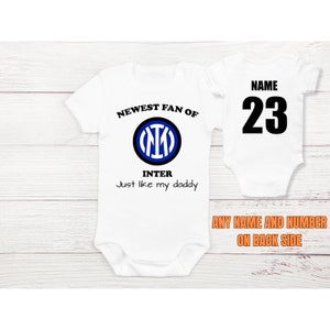 Personalized Inter Baby Bodysuit, Custom Name and Number Interista Fan, Inter Baby Jersey, Fathers Day Gift, Baby Shower Gift