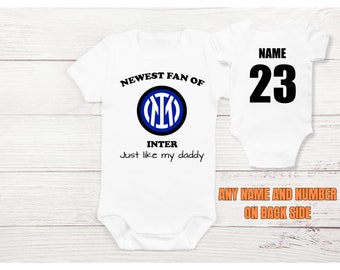 Personalized Inter Baby Bodysuit, Custom Name and Number Interista Fan, Inter Baby Jersey, Fathers Day Gift, Baby Shower Gift