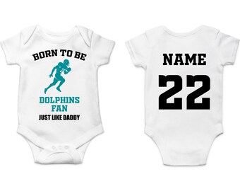 Dolphins Baby Bodysuit, Customized Baby Jersey, Football Fan Gift, Father's day present, Dolphins Baby Clothes, Dolphins Gift Baby