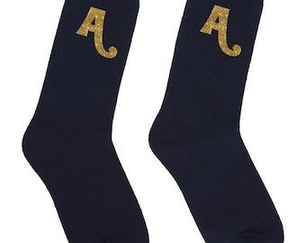 Customized Personalized Socks With Glitter Letter - Add Your Unique Touch! Custom Text Socks, Mothers day Gift, Fathers Day Gift