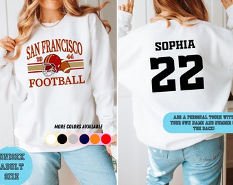 San Francisco 49ers Football Sweatshirt, Crewneck Vintage Football Shirt, Personalized Football Sweatshirt Unisex Size, SF Foorball Fan Gift