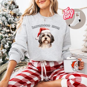 Havanese Mom Christmas Sweatshirt | Dog Lover Gift For Her | Havanese Lover Apparel | Cozy Havanese Mama Gift + Gift Socks On Each Order
