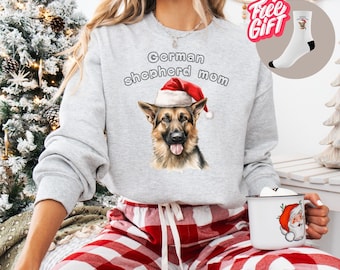 German Shepherd Mom Christmas Sweatshirt | Dog Lover Gift For Her | German Shepherd Lover | German Shepherd Gift + Gift Socks On Each Order