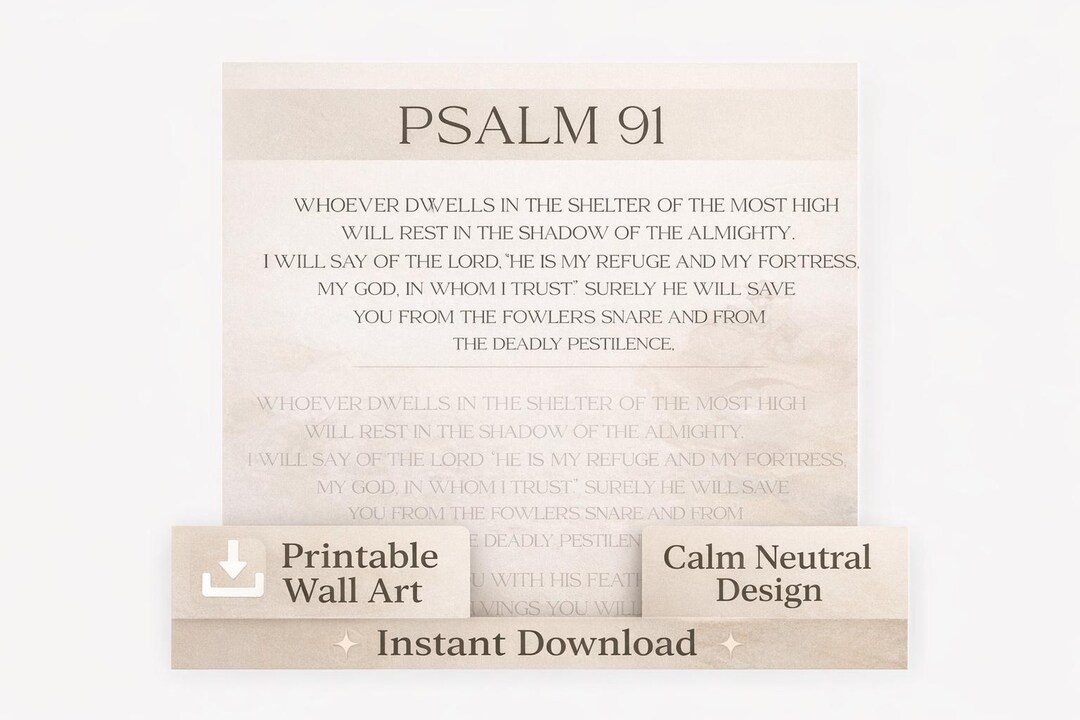 Psalm 91 Printable Wall Art | Minimalist Bible Verse | Digital Download ...