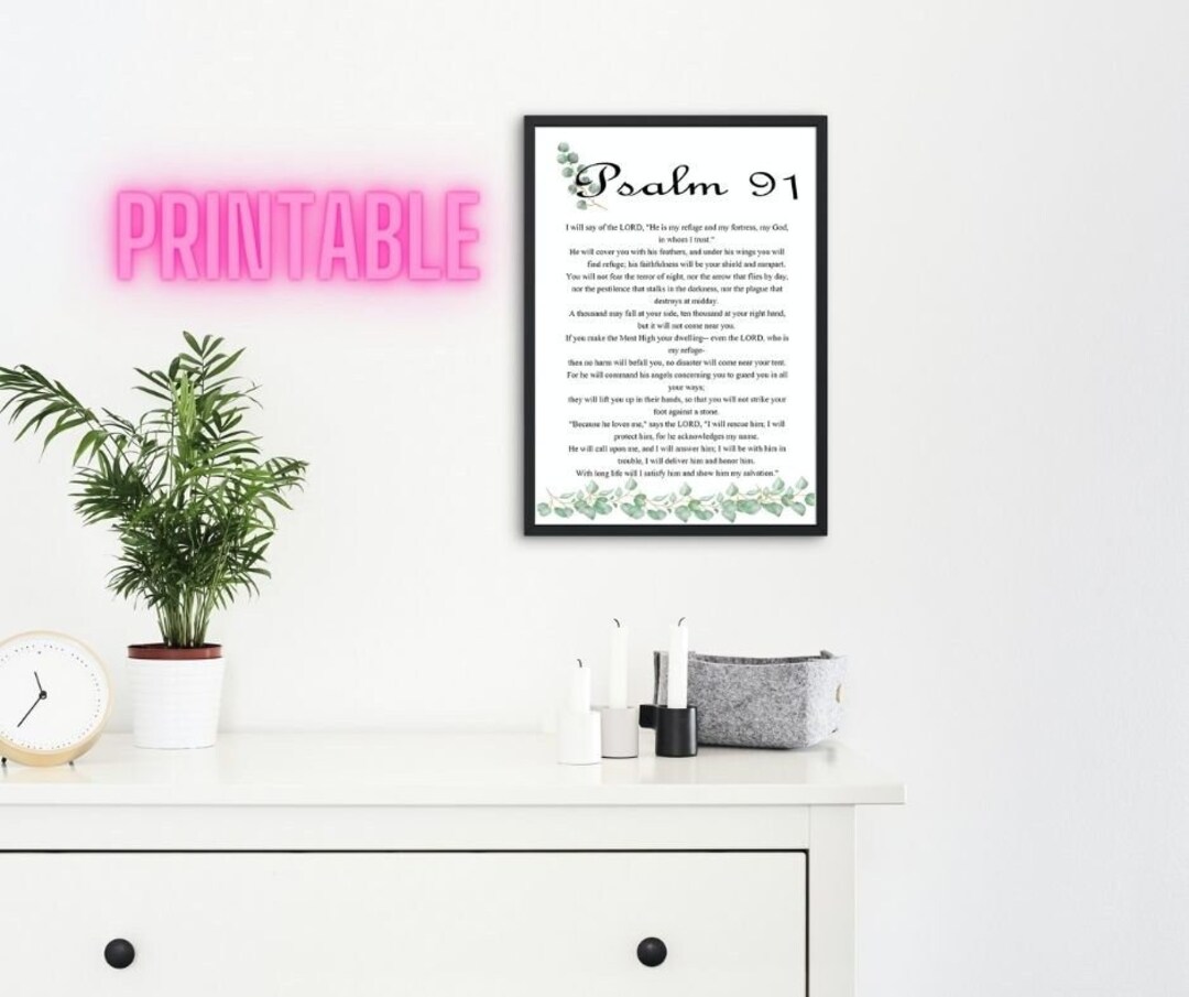 Psalm 91 Bible Verse Wall Art Print Christian Psalm Print Minimalist ...